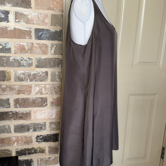 Eileen Fischer Taupe Brown Silk Slip Dress Thin Straps Scoop Neck & Back - Picture 7 of 9